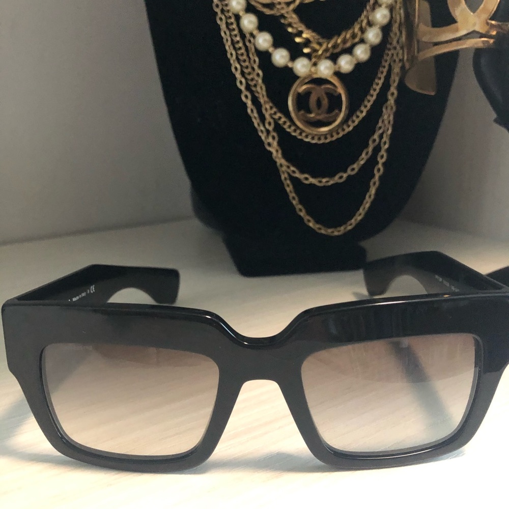 Prada black acetate thick frame sunglasses